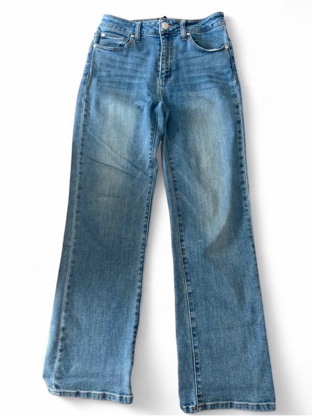 Quince organic straight women’s jeans medium wash high rise 28” waist 28” inseam